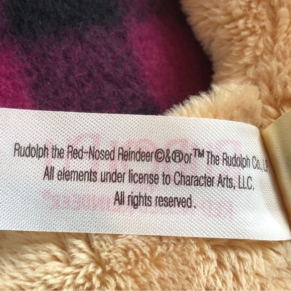 Dan Dee Toy Plush Rudolph Red Nosed Reindeer Clarice Fleece Throw Pink Checked - Picture 10 of 13